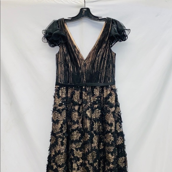 Aidan Mattox Ruffled Sleeve A-Line Gown - Picture 5 of 9